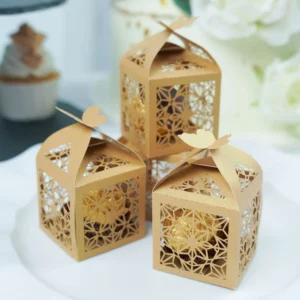 25 pack gold butterfly top laser cut lace favor candy gift boxes